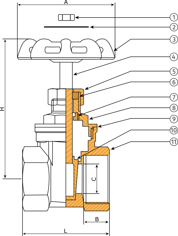 20230612_Brass_Gate_Valve_V1.0 | Valvetech (Pty) Ltd | Valvetech (Pty) Ltd Brass Gate Valve Diagram