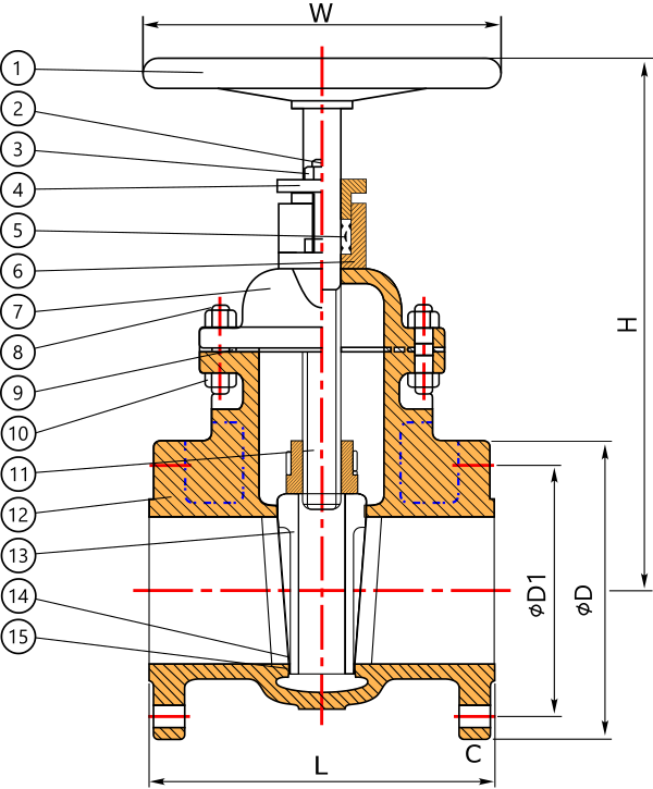 20230704_VT68N_ Gate_Valve_NRS_V1.1 | Valvetech (Pty) Ltd | Valvetech (Pty) Ltd Gate Valve Non-Rising Stem Diagram